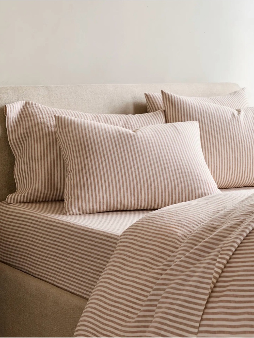 Quince Twin European Linen Stripe Duvet Cover Set